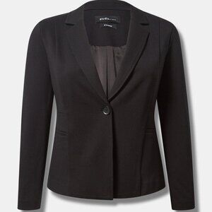 TORRID DEEP BLACK CHELSEA STUDIO LUXE PONTE BLAZER 3 3X XXXL 22 24